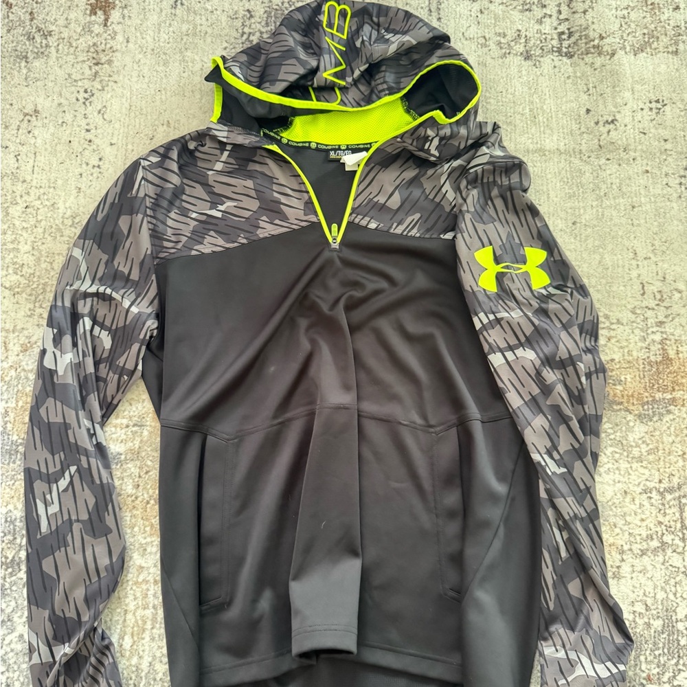 Under Armour Combine Black & Neon Green Hooded Pullover